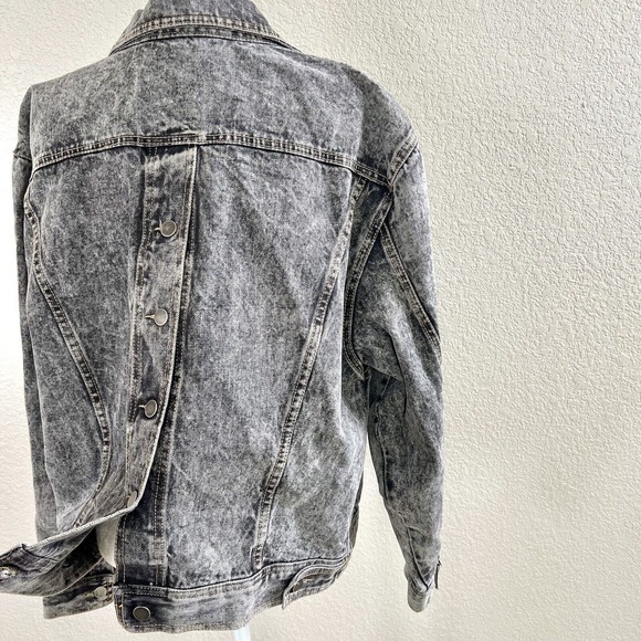 Vintage 80s 90s Rock Wear LA Sz Medium Grey Wash Denim Jean Jacket Button Back - Picture 13 of 15